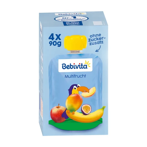 BEBIVITA Quetschie Kinderspass Multifrucht ab 1 Jahr (4x90 g), 360 g Beikost