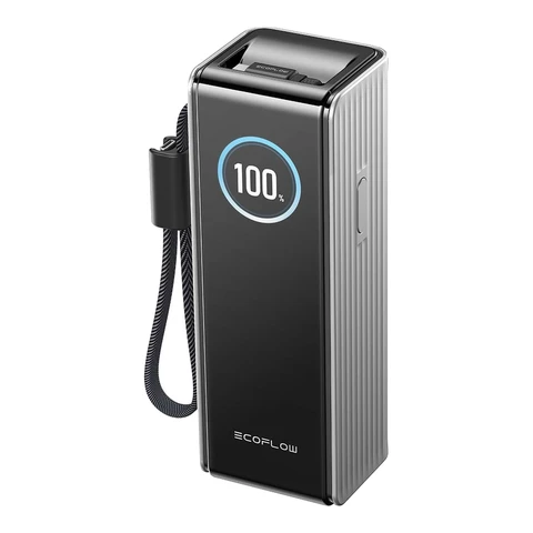 EcoFlow RAPID Powerbank 25000 mAh 170 W mit integriertem, einziehbarem 100-W-Kabel, Silber, 100-W-USB-C-Laptop-Powerbank, tragbares Ladegerät für iPhone 17/16/15-Serie, MacBook, Samsung