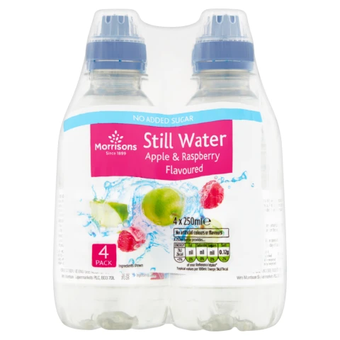Morrisons No Added Sugar Apple & Raspberry Water 4x250ml