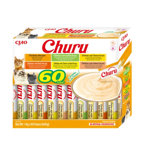 INABA Churu Katzenfutter Mehrfachpack 6 Huhn-Sorten 60 Stücke