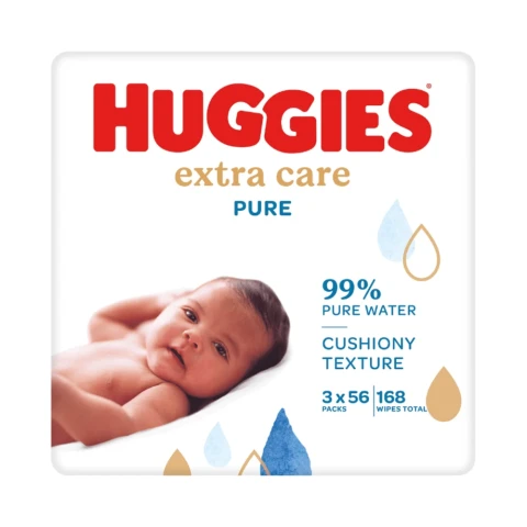 HUGGIES Pure Extra Pflege Babytücher 3 x 56 Packungen