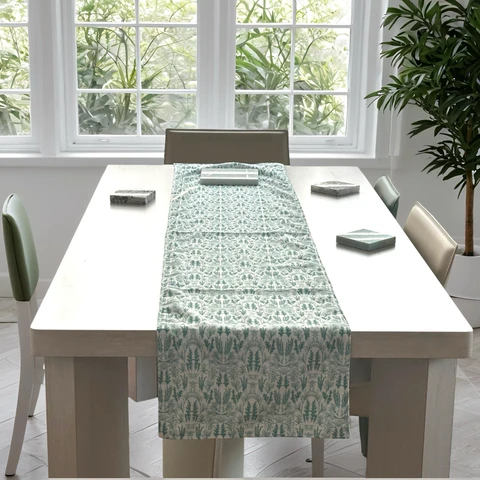Green Floral Table Runner for Dining & Tabletop Décor