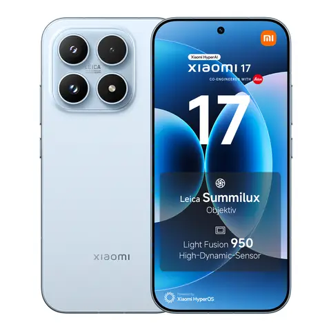Xiaomi 17 Eisblau, 12 GB RAM, 512 GB ROM, Leica Summilux Optic, Light Fusion 950 Bildsensor, 6330 mAh Akku, Xiaomi HyperAI