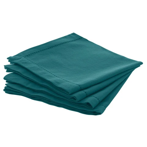 4 Serviettes de Table 'Chambray' Bleu Canard