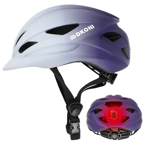 DKONI HS-086 Adult Bicycle Helmet with Light
Grey-Purple M 55-58cm