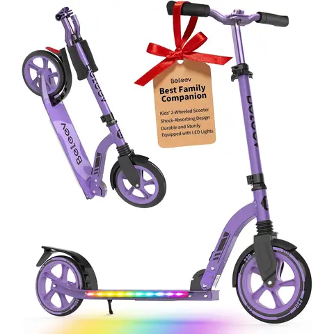 BELEEV V10 - Large Two-Wheeled Scooter with Lights - Purple