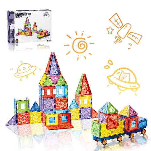 XINQIYUAN Bildungstoys magnetic tiles magnetspielzeug magnetkugeln kinder 7,5 cm Diamant-Magnetische Bausteine, 78 Stück