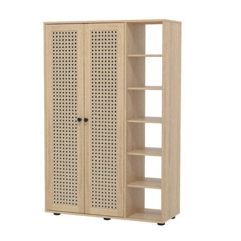 Galano Hansel 4ft Schuhschrank - L 79,6 x B 29,9 x H 118,8 cm, für Wohnzimmer - Farbe Braun