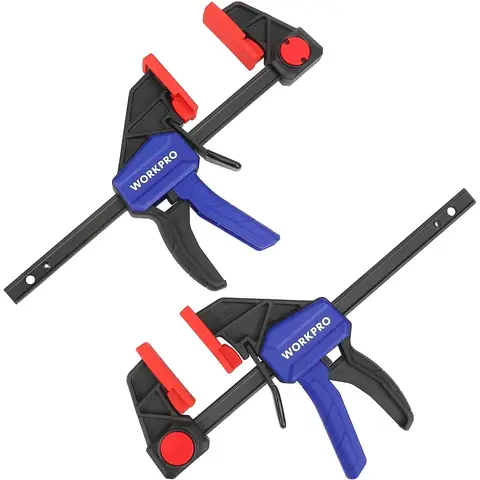 WORKPRO 150 mm Ratchet Bar Clamp Set, 285 mm Spreader, Quick Release and One-Handed Clamp, Ideal for Woodworking and DIY Projects, Max 68 kg Load Limit, 2-Pack