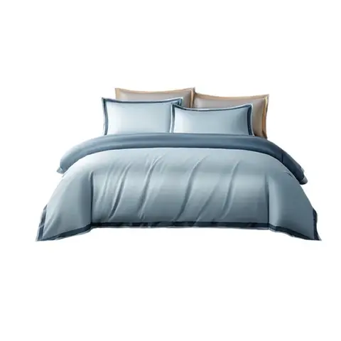 ochama x J.ZAO Parure de lit - 100s coton longues fibres, lit de 1.8m, couette 220x240cm, bleu