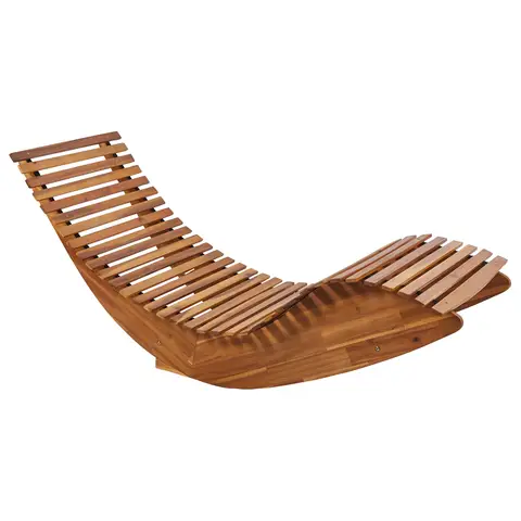 Beliani Real Acacia Wood Swing Sun Lounge Brescia II, Garten-Schaukelstuhl, Sonnenliege für den Pool, hochwertiges Massivholz, wetterbeständiger Gartenstuhl, pflegeleichter Gartenstuhl