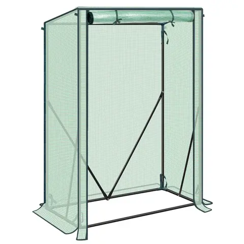 Woltu tomatengewächshaus-abdeckung aus PE, reißfest, wasserdicht, mit rollottür, für garten, terrasse und hinterhof, 100 x 50 x 150/136 cm, grün