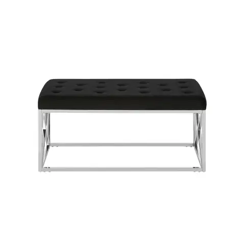 Interiors by Premier Ottoman Bench Allure Silver Finish/Black Velvet