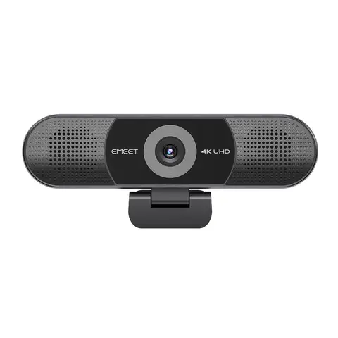 EMEET All-in-One 4K Webcam with Sony Sensor, 4-Mic Array & Dual AI Speakers, Fixed Focus, 98° Adjustable FOV, Plug & Play USB Webcam for Conference