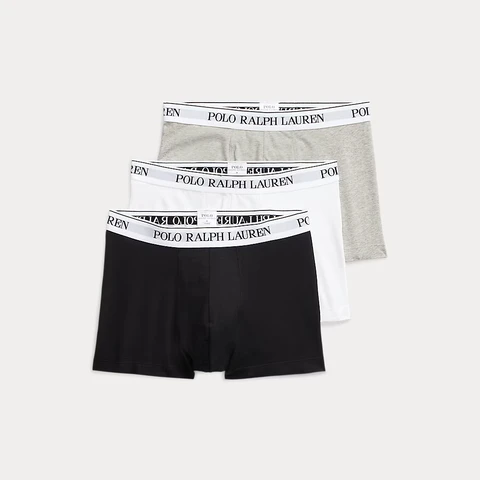 Ralph Lauren Classic Stretch-Cotton Trunk 3-Pack - Heather/Black/White