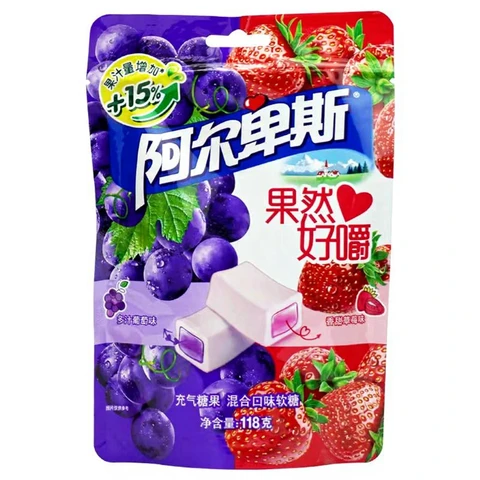 Alpenliebe Sure Chewy Weichbonbon (Traubengeschmack & Erdbeergeschmack) 118 g