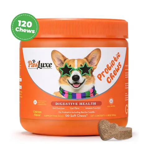 PawLuxe Probiotics for Dogs Chicken Flavor Six Probiotic Blend, 2.5g*120 Count