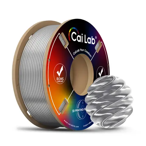 CAILAB PLA Silk 3D Printer Filament, Single Color - Silver