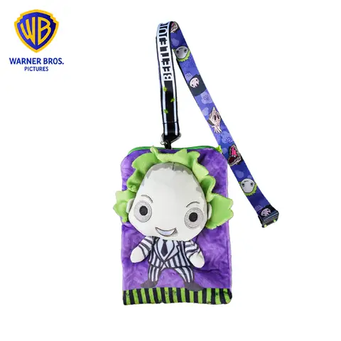 1pc Beetlejuice Plush Smartphone-Fit Lanyard Card Holder Officially Licensed Magical Spooky Cosplay Props Movies Anime Peripheral Gothic Striped Character Themed Accessory Gift