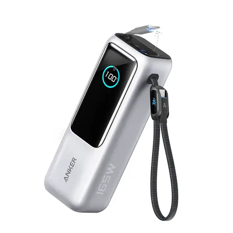 Anker Powerbank (25K, 165W, integriertes USB-C + einziehbares Kabel)