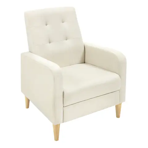Woltu Wingback-Sessel, mit hoher Rückenlehne, Leinenstoff, Beige