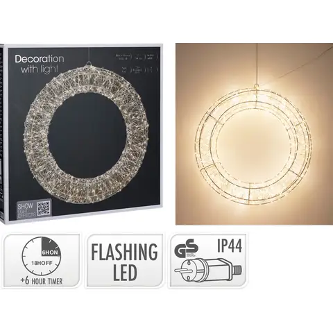 WREATH 720LED 50CM SILVER