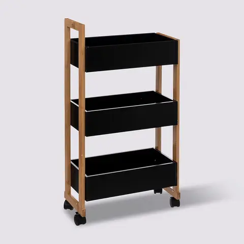 Schwarzer 3-stufiger Trolley auf Rollen