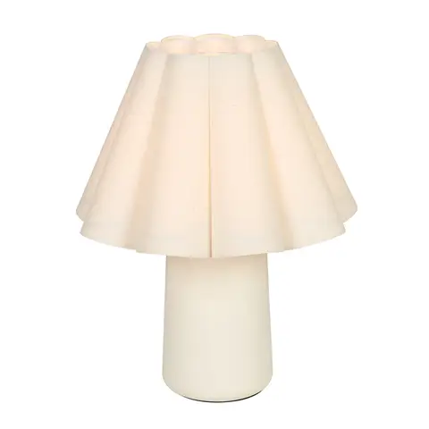 Lameke Keramik-Tischlampe mit weißem geknittertem Lampenschirm