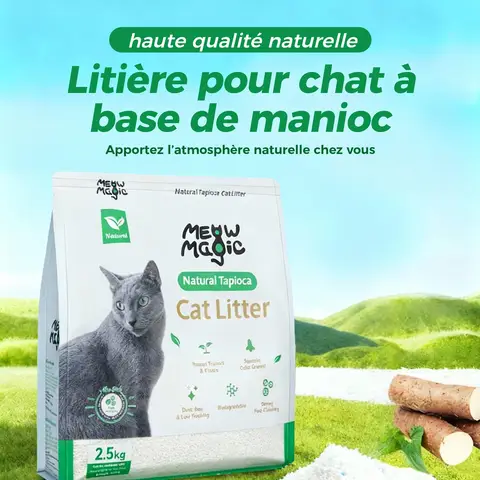 MeowMagic Litière pour chat naturelle au tapioca - 2,5 kg
