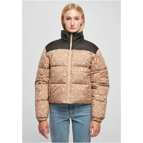 Urban Classics Damen Steppjacke AOP Retro Unionbeige Damast XL