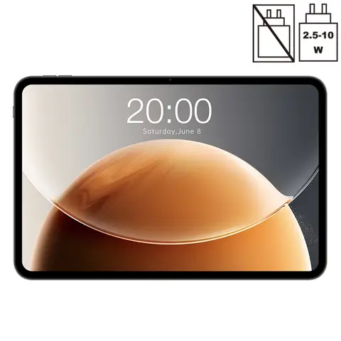 Teclast T65 Tablet — 13.4-inch display with 120Hz refresh rate, Android , Dual SIM Dual Standby 4G LTE + 5G WiFi, 2.2GHz octa-core processor, 20GB (8GB + 12GB virtual) RAM+ 128GB storage, Widevine L1 certified, 13MP rear camera, Bluetooth 5.0, GPS.