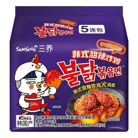 SAMYANG Ramen-noedels met gefrituurde kip, sweet & spicy, 140 g x 5 zakjes