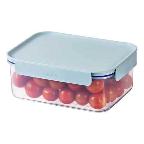 LocknLock Modular Plus rechteckige Aufbewahrungsbox, 1,65 l, PP-Kunststoff & Silikon, luftdicht & stapelbar, für Meal Prep, Küchen- & Vorratsorganisation, 1er-Pack, transparenter Behälter mit Mint-Deckel