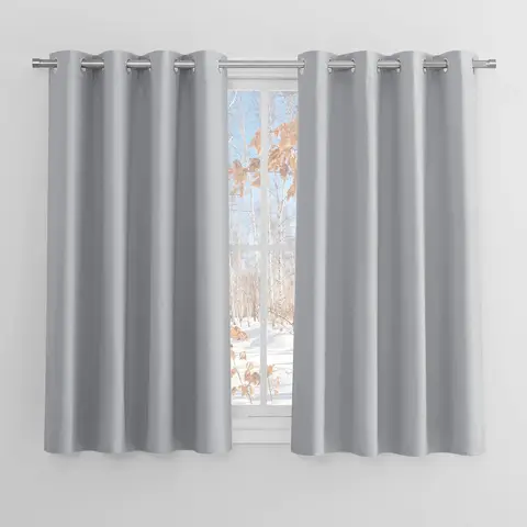 PONY DANCE Eyelet Blackout Curtains, W 46 x L 54 inches, 2 Panels, Silver Grey