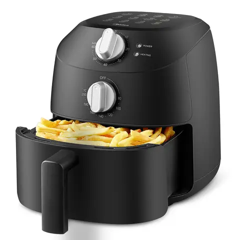 Midea Airfryer, Heißluftfritteuse 2L Kompakt, 1150W Leistung, Ölfreie gesunde Fritteuse, Einfach zu reinigen, spülmaschinenfester Antihaftkorb, Platzsparendes Design für kleine Küchen, Modell MAF20P0BPK