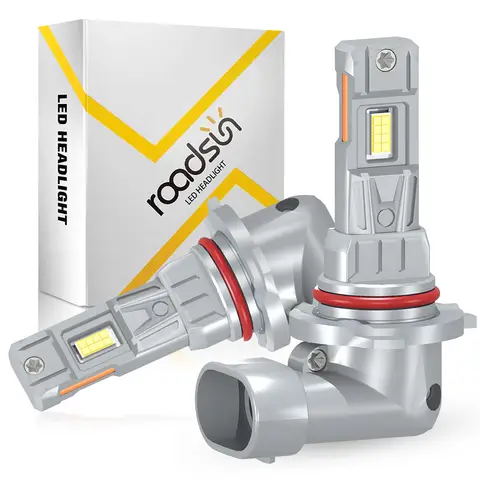 Roadsun 9005/HB3 Bulbs Super Bright 6000K Cool White 1:1 Mini Size Direct Installation 70000+ Hours 9005 HB3 Powersport Bulb Easy Plug-N-Play Driving Fog Spot Headlight