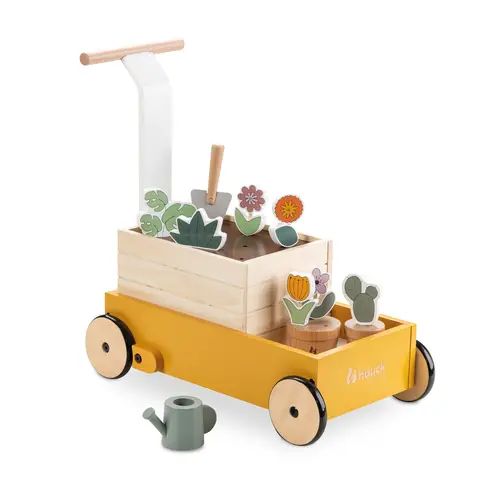 Hauck Wooden Baby Walker Learn to Walk - with Gardening Role Play Accessories - Plants