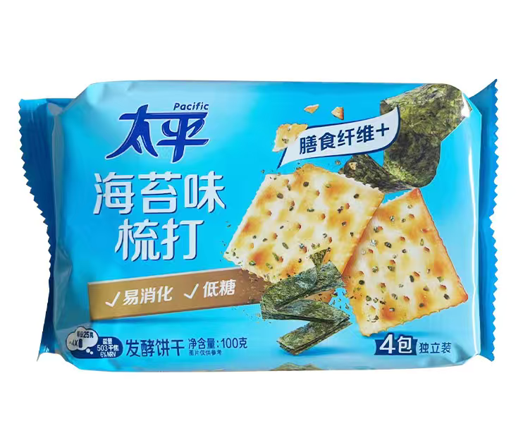 Pacific Soda Cracker Algen-Geschmack 100 g (Enthält 4 Packungen)