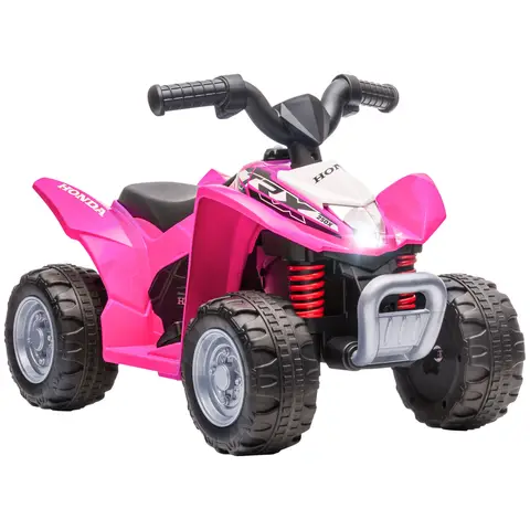 AIYAPLAY Electric Car for Kids, Honda Licensed Kids Electric Quad Bike, 6V Ride on Car ATV Toy with LED Light, Horn Pink