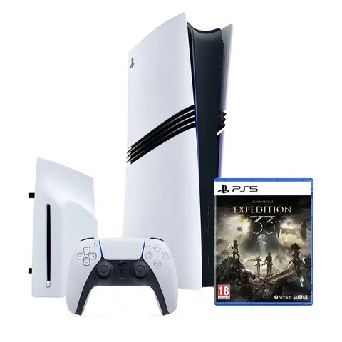 Sony PlayStation 5 Pro Console avec Manette PS5 sans fil Dualsense - Blanc - 2TB - Version EU + Lecteur Disque & jeu Clair Obscur: Expédition 33 offerts