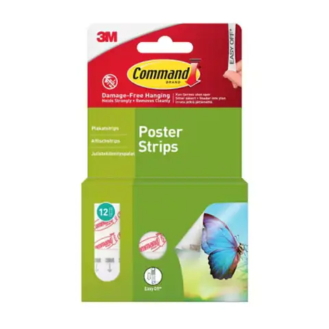 3M Command Poster Hanging Strips 12 Count 17024 White