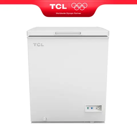 TCL CF126EWE0FR Congélateur avec panier de rangement, charnière de couvercle, thermostat réglable, pieds réglables, classe énergétique E - 98 L 