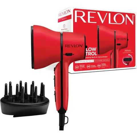 Revlon Haartrockner mit Luftstromkontrolle || Kompakter Haartrockner mit integriertem Konzentratordüse und lockenverstärkendem Diffusor, 2000W || RVDR5320