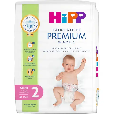 HiPP Extra Weiche Premium Windeln Größe 2 Mini (4-8 kg) 31 Stück