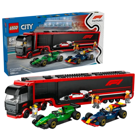 LEGO City 60445 F1 Truck with Red Bull 20 & Aston Martin 24 F1 Cars Set