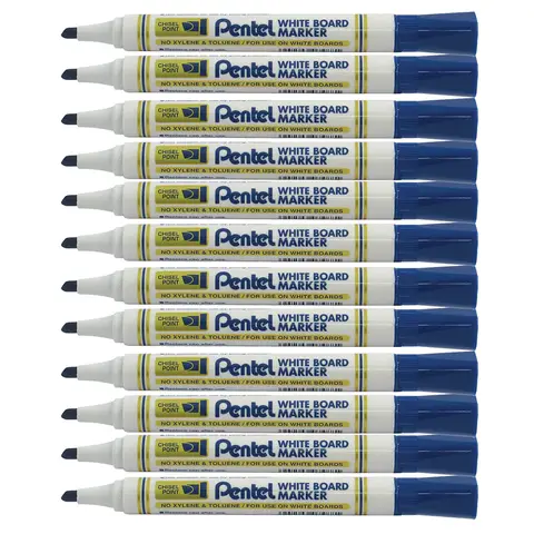 Pentel Whiteboard Marker Chisel Tip Blue Pack of 12