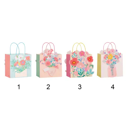 Mikirei Gift Bags Floral 3D Assorted Medium 8 Pieces