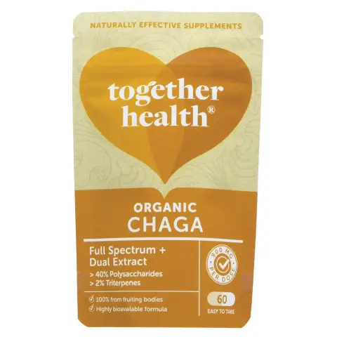 TOGETHER HEALTH - Organic Chaga 900mg - Dual Extract Fruiting Bodies - 60 CAPS
