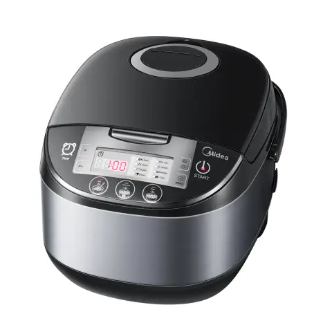 Midea Rice Cooker With Steamer,10 cup, 5 Litre, 11 Multicook Functions, LED display, Warmer, 24-Hr Delay Timer, Fuzzy Logic,Non-Stick Removable Inner Pot (Black)