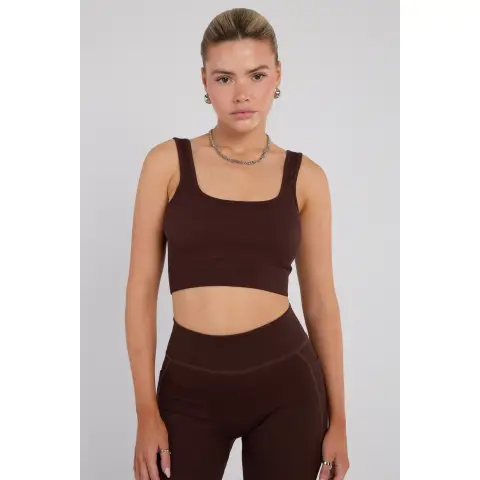 Third Avenue Seamless Fitness Bralette, Espresso Brown, S Size